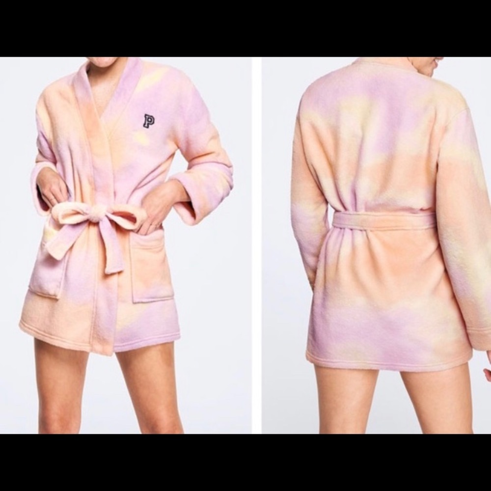 Victoria’s Secret Pink plush bathrobe in tie dye